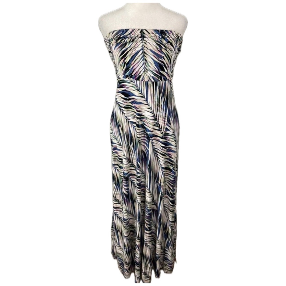 Banana Republic Strapless Palm Print Maxi Dress